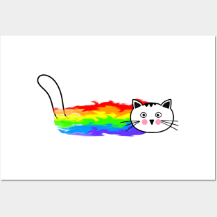 Cat Rainbow Fire LGBT Pride Month Support Posters and Art